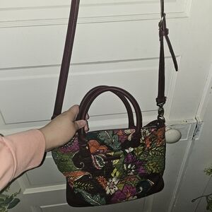 Vera Bradley Multicolor Floral Quilted Crossbody with Burgundy Trim